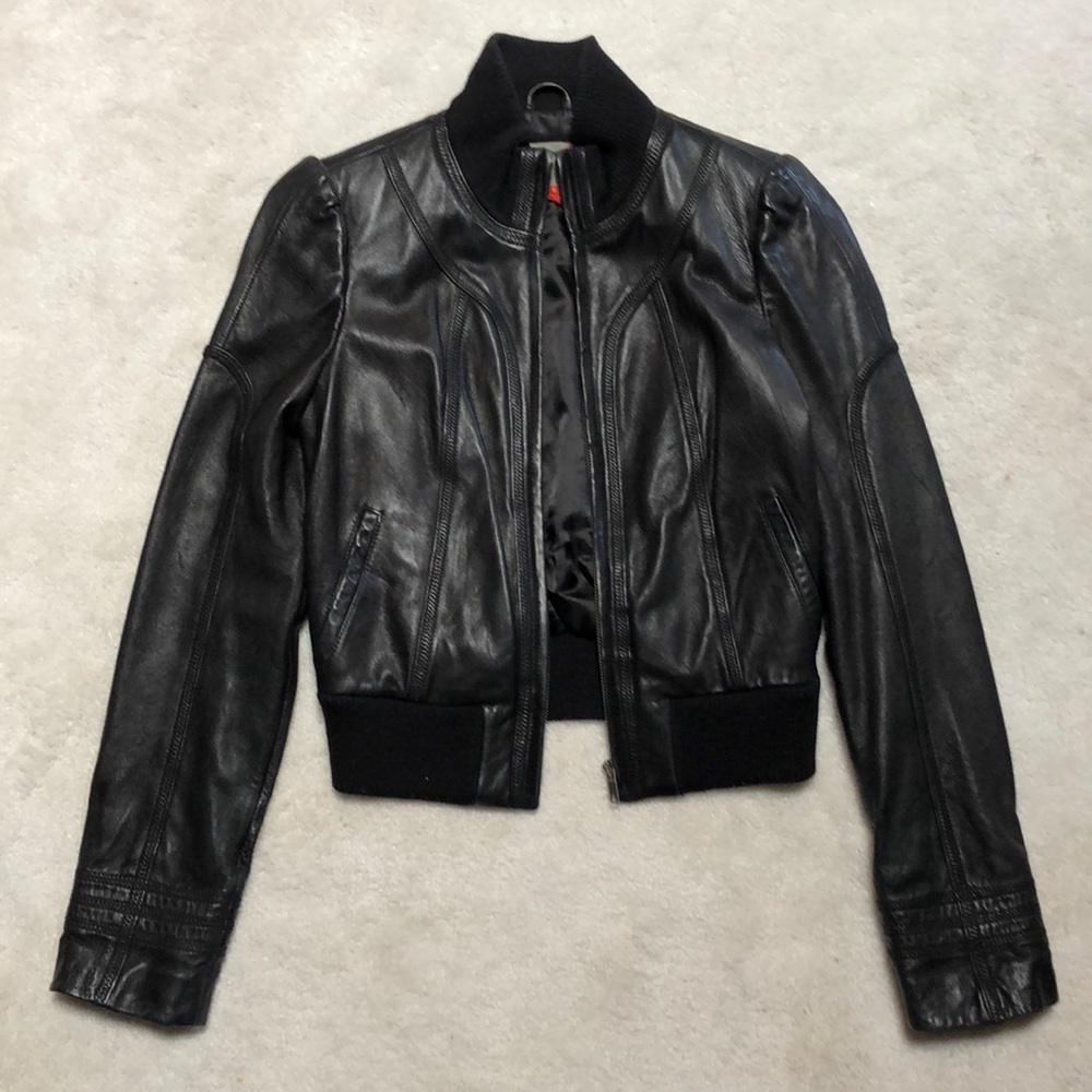 Authentic Hinge black leather jacket